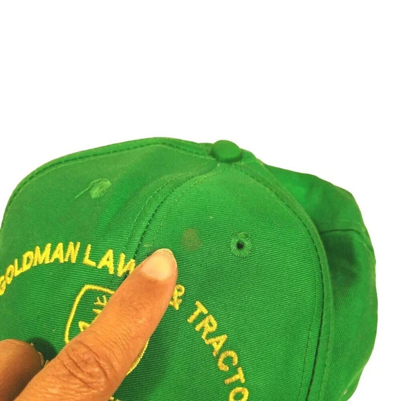 John Deere Snapback Cap Hat Men Women One Size Adjustable Green Yellow FLAW - Picture 6 of 7
